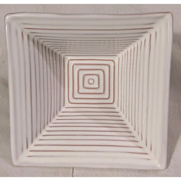 Pottery Bowl Molde Portugal Dish Ribbed Square Decorative Ceramic Geometric 2.5" - Picture 15 of 16